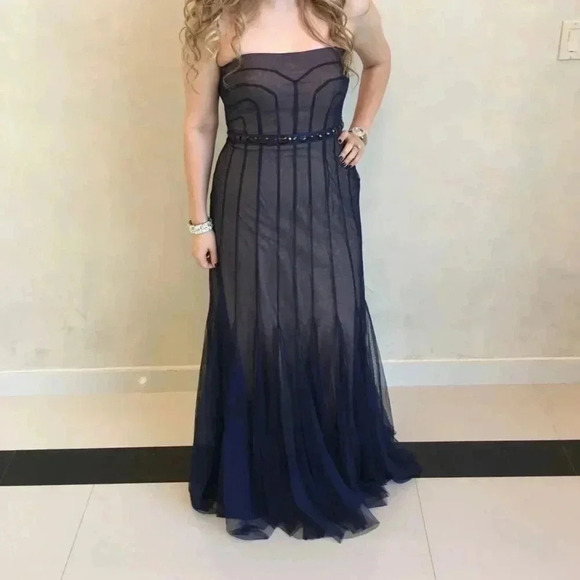 Adriana Papell Navy strapless gown, size 8 - Picture 1 of 8
